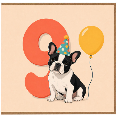 0th Birthday Card, Cute French Bulldog Puppy Party Card