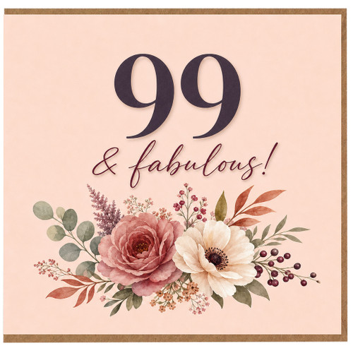 99th Birthday Card for Fabulous Woman Floral Design