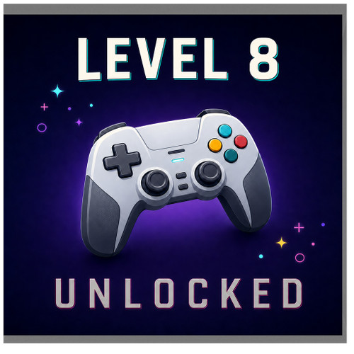 8th Birthday Card for Gamer, Level 8 Unlocked Gaming Card