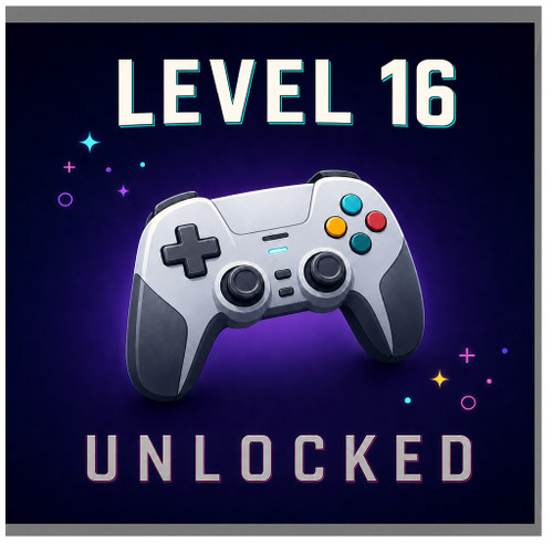 16th Birthday Card for Gamer, Level 16 Unlocked Gaming Card