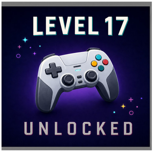 17th Birthday Card, Gaming Controller Level 17 Unlocked Card