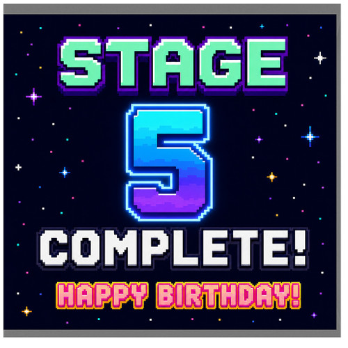 5th Birthday Card, Stage 5 Complete Happy Birthday Card