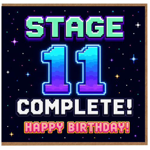 11th Birthday Card, Stage 11 Complete Happy Birthday Gaming Card