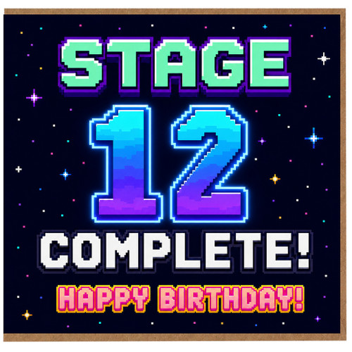12th Birthday Card, Stage 12 Complete Happy Birthday Card