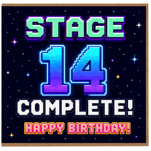 14th Birthday Card, Stage 14 Complete Happy Birthday Card