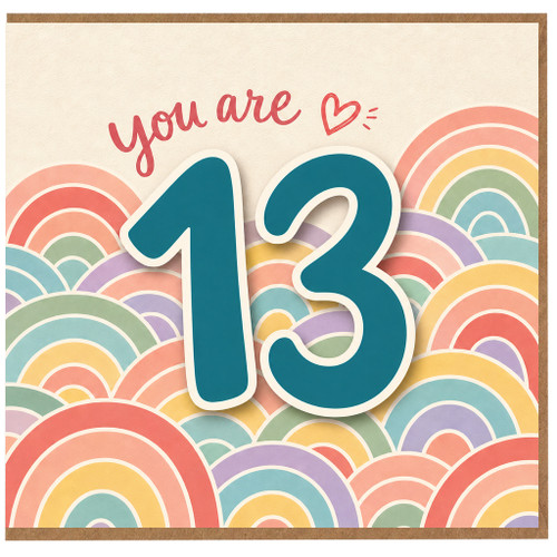 13th Birthday Card You Are 13 Pastel Rainbow Design