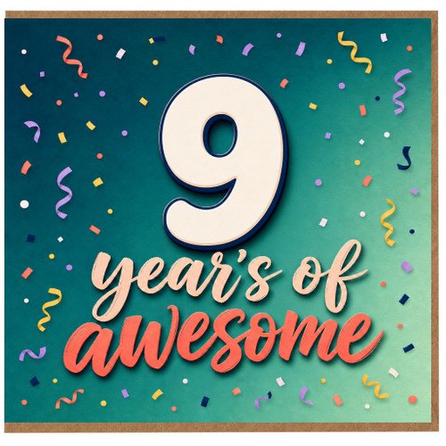 9th Birthday Card for a Boy or Girl, Year's of Awesome 9 Years Old Birthday Card