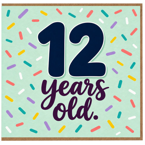 12th Birthday Card, 12 Years Old Card, Fun Confetti Design