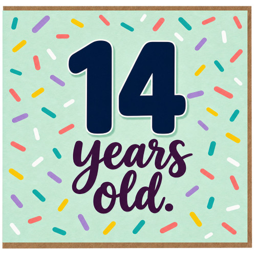 14th Birthday Card, 14 Years Old Birthday Card, Confetti Design