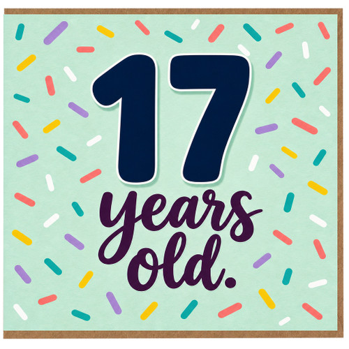17th Birthday Card, 17 Years Old Confetti Design
