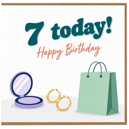 7th Birthday Card, 7 Today Happy Birthday Card