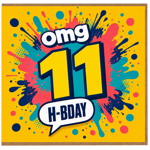 11th Birthday Card, OMG H - Bday Design