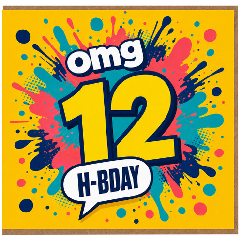 12th Birthday Card, OMG 12 H - BDAY Comic Style Card