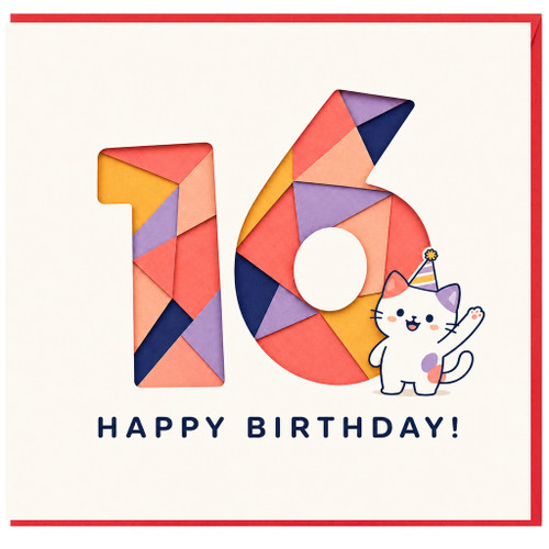 10th Birthday Card for Cat Lover, Cute Happy Birthday Card