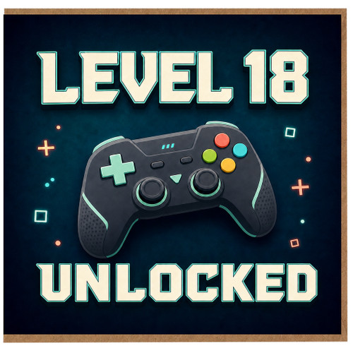 18th Birthday Card, Level 18 Unlocked Gaming Controller Design