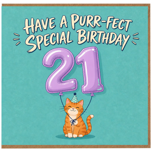 21st Birthday Card for Cat Lover Have a Purr - fect Special Birthday