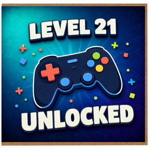 21st Birthday Card, Level 21 Unlocked Gaming Card