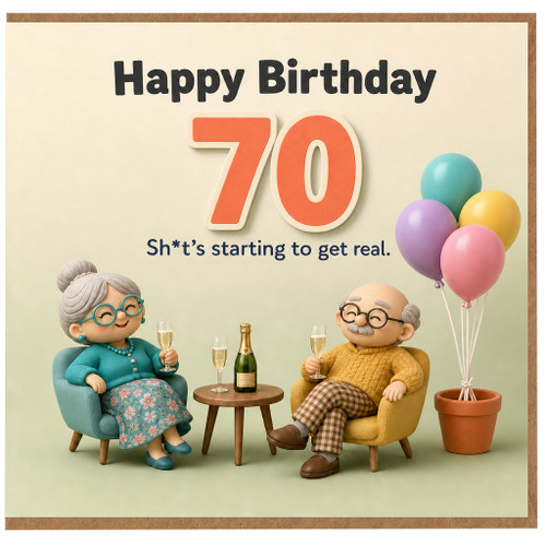 70th Birthday Card Funny Happy Birthday 70 Sh*t’s Starting to Get Real