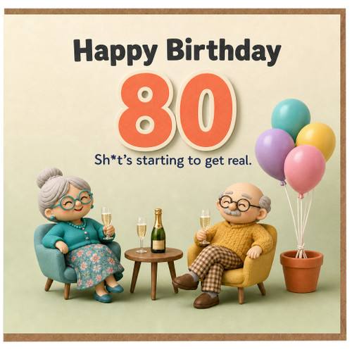 80th Birthday Card for Husband or Wife, Funny Milestone Birthday Card