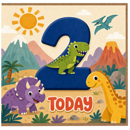 2nd Birthday Card, Dinosaur Today Birthday Card