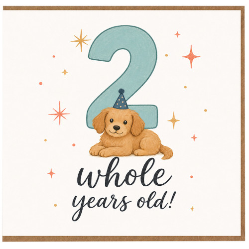 2nd Birthday Card Cute Puppy Whole Years Old