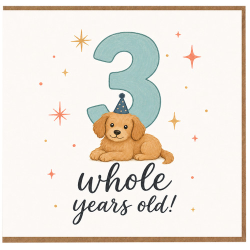 3rd Birthday Card, Cute Puppy Whole Years Old Card