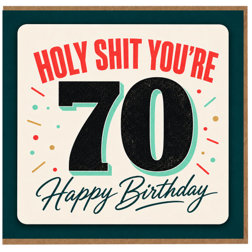 70th Birthday Card, Holy Shit You're 70 Funny Birthday Card