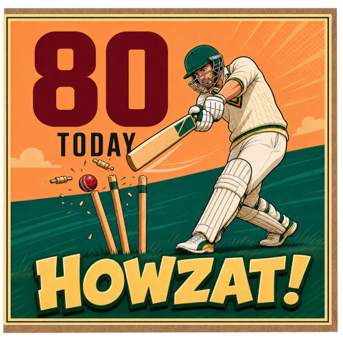 80th Birthday Cricket Card, 80 Today Howzat!
