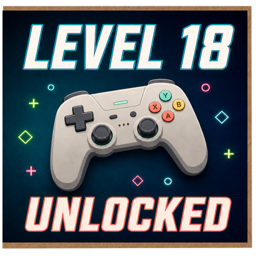 18th Birthday Card, Level 18 Unlocked Gaming Card