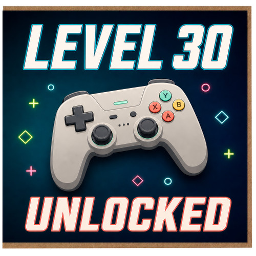 30th Birthday Card for Gamer, Level 30 Unlocked Gaming Card