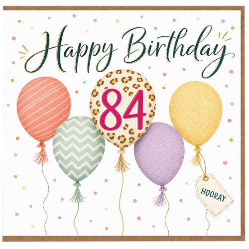 84th Birthday Card, Happy Birthday Balloon Design Card