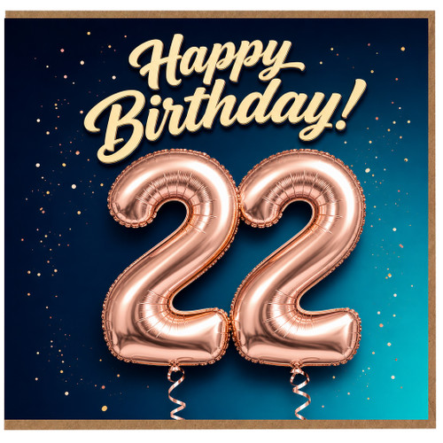 22nd Birthday Card, Happy Birthday 22 Card