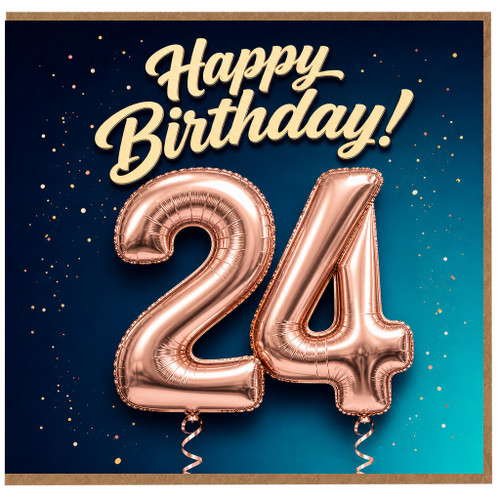 24th Birthday Card, Happy Birthday 24 Balloon Design