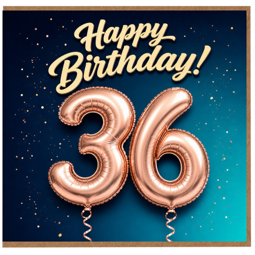 36th Birthday Card Happy Birthday Rose Gold Balloon Design