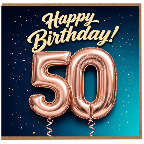 50th Birthday Card Happy Birthday 50 Balloon Design