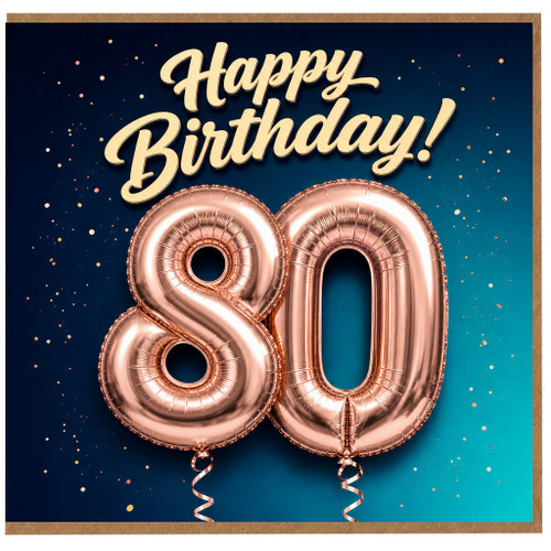 80th Birthday Card, Happy Birthday 80 Balloon Design