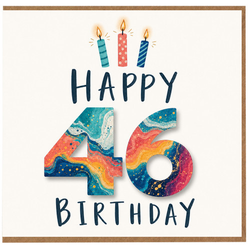 46th Birthday Card, Happy 46 Birthday Card with Candles
