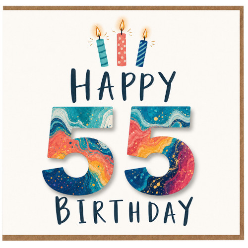 55th Birthday Card, Happy Birthday Candles Design