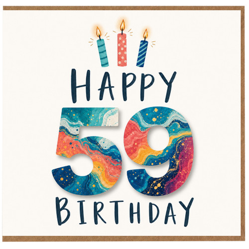 59th Birthday Card, Happy 59 Birthday Card with Candles