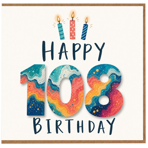 108th Birthday Card, Happy 108 Birthday Card