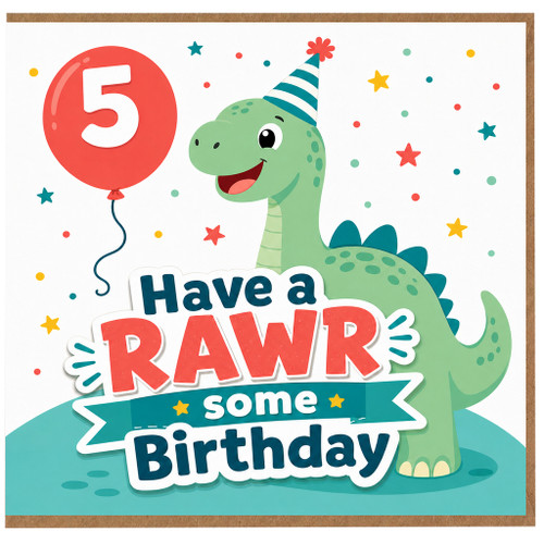 5th Birthday Card for Dinosaur Lover, Have a Rawr some Birthday Card
