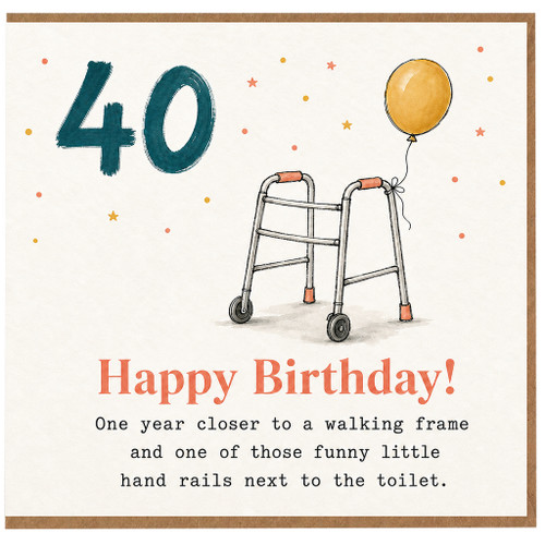 40th Birthday Card, Funny Happy Birthday Card for 40 Year Old