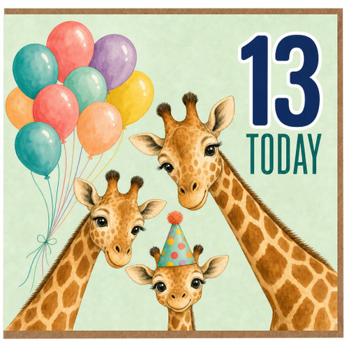 13th Birthday Card for Giraffe Lover
