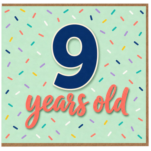 9th Birthday Card, 9 Years Old Birthday Card