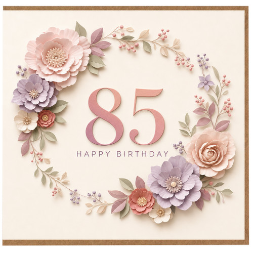85th Birthday Card, Floral Happy Birthday Card