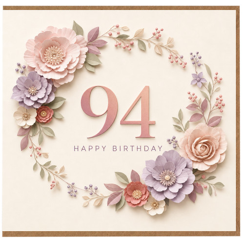 94th Birthday Card, Floral Happy Birthday Card
