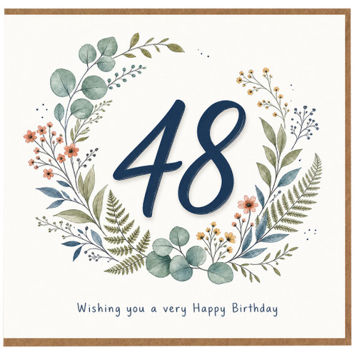 48th Birthday Card Floral Wreath