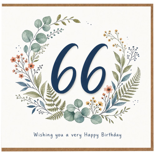 60th Birthday Card, Floral Wreath Happy Birthday Card