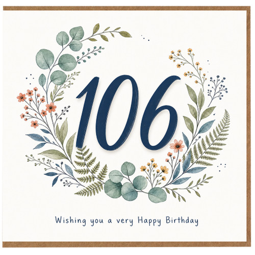 106th Birthday Card Floral Wreath
