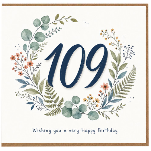 100th Birthday Card, Floral Wreath Happy Birthday Card
